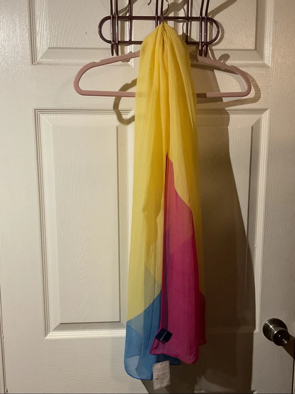 Vintage NWT Doncaster Pink and Blue Sheer 100% SILK Gradient Scarf